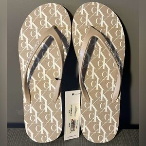 Calvin Klein Tan Flip Flops